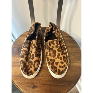 Bobbie Brooks Ladies Leopard Pattern Slip On Casual Flat Shoes Sneakers Size 8